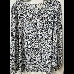 Ann Taylor Loft Long Sleeve Floral Print Blouse Size XL